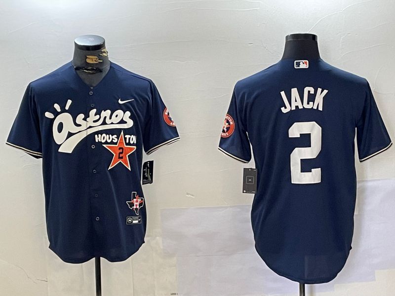 Men Houston Astros 2 Jack Blue Second generation joint name Nike 2024 MLB Jersey style 1